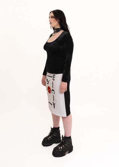 90s vintage graphic print midi skirt