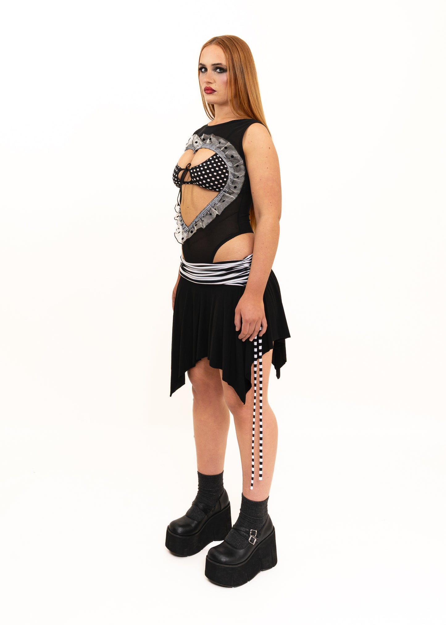 Heart Cut Out Leotard- Black