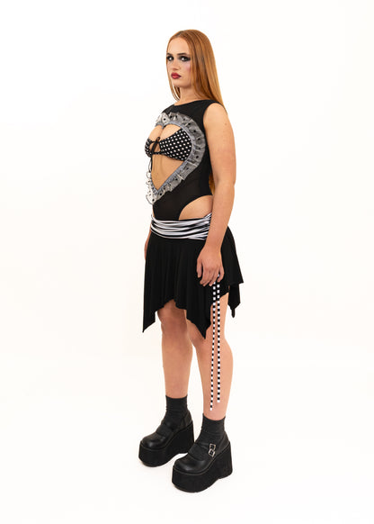 Heart Cut Out Leotard- Black