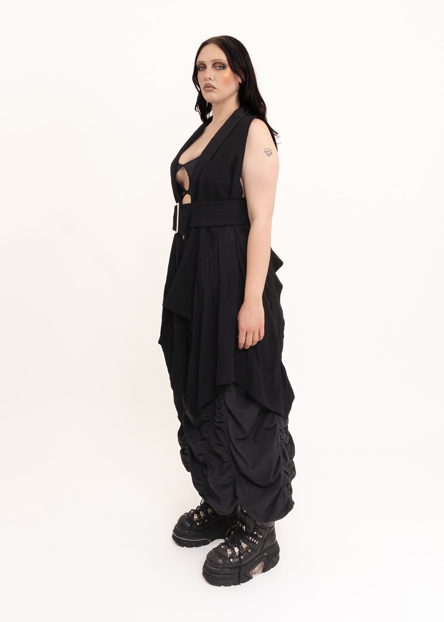 Asymmetric wool panelled vest