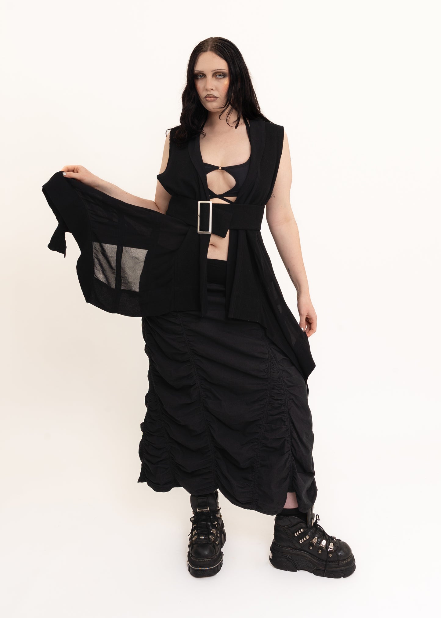 Asymmetric wool panelled vest