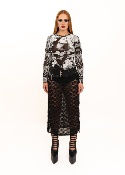 Office Goth Leather Skirt Belt with charms