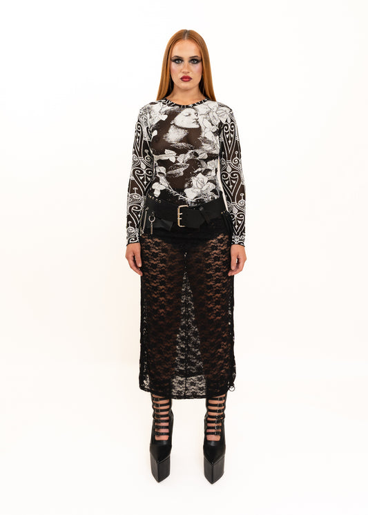 Office Goth Leather Skirt Belt with charms