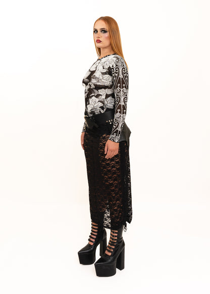 Office Goth Leather Skirt Belt with charms