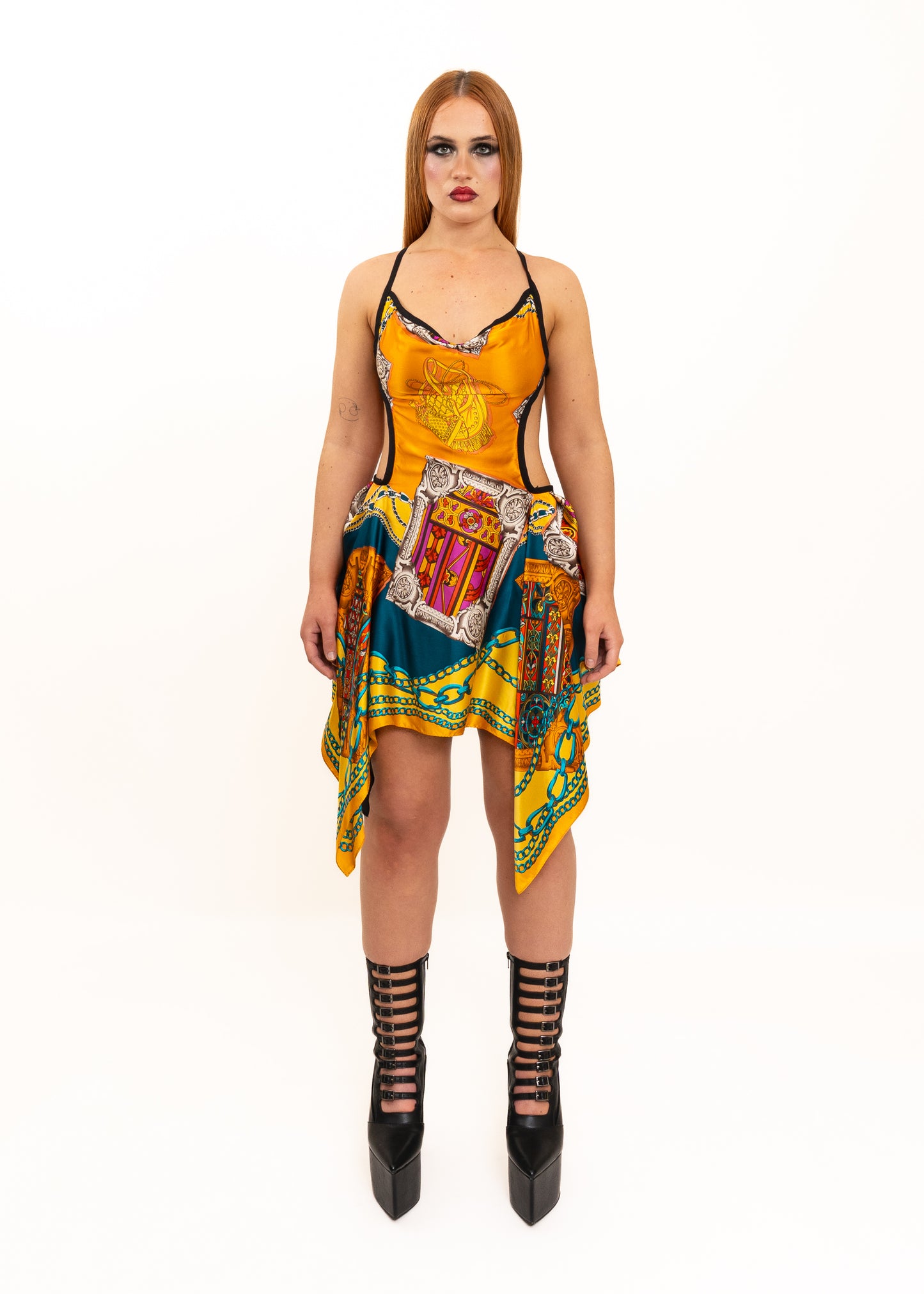 Odyssey Silk Scarf Dress- marigold