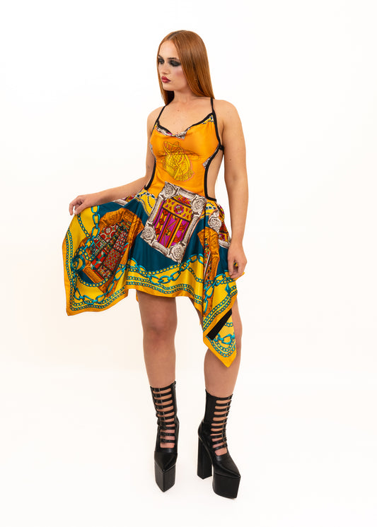Odyssey Silk Scarf Dress- marigold