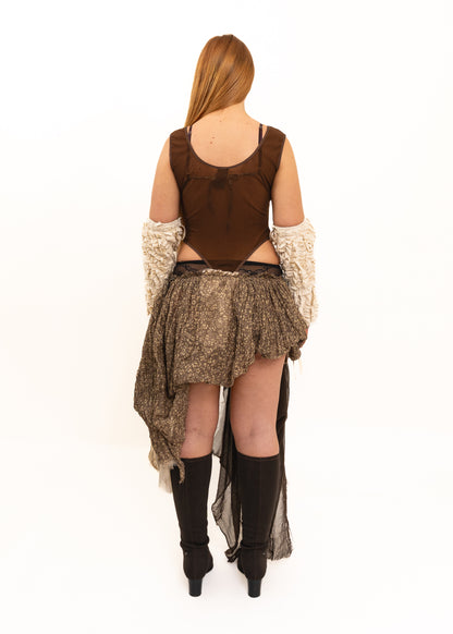 Heart Cut Out Leotard- Brown