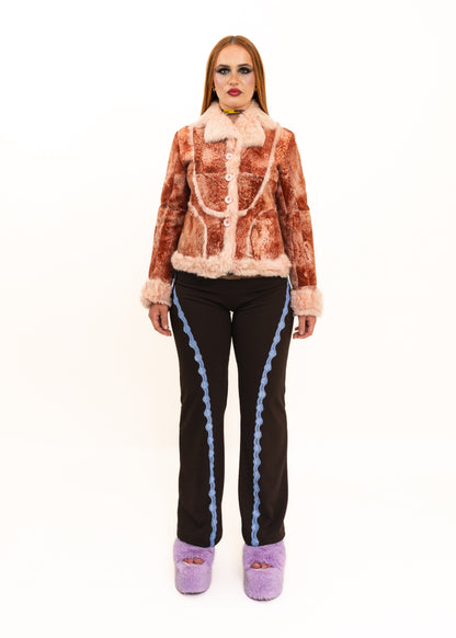 Variegated suede jacket with fur trims/ lining