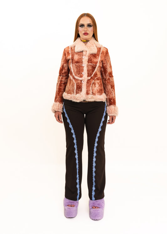 Variegated suede jacket with fur trims/ lining