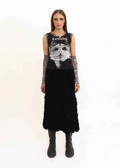 Earthling print tank top- black/ white