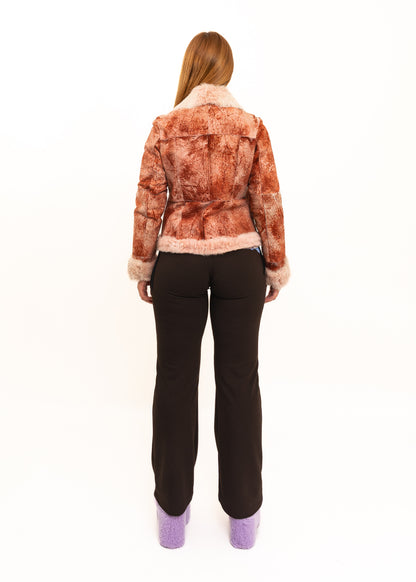 Variegated suede jacket with fur trims/ lining