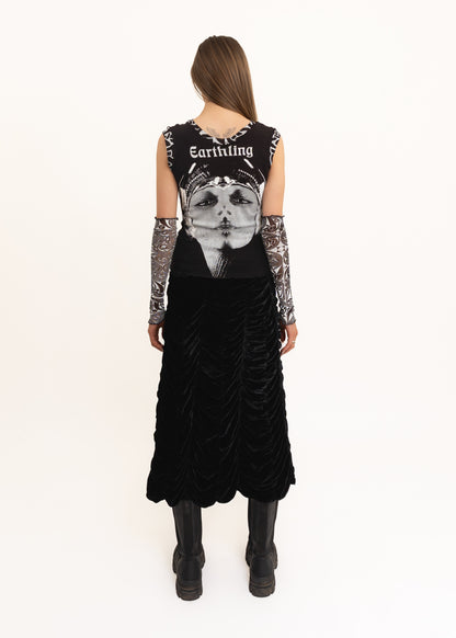 Earthling print tank top- black/ white