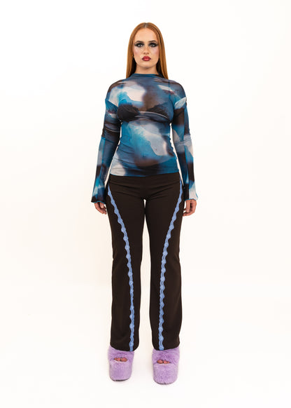 Day Dream Long Sleeve Mesh Top- Ripple