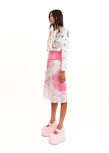 Embroidered puff sleeve vinyl jacket