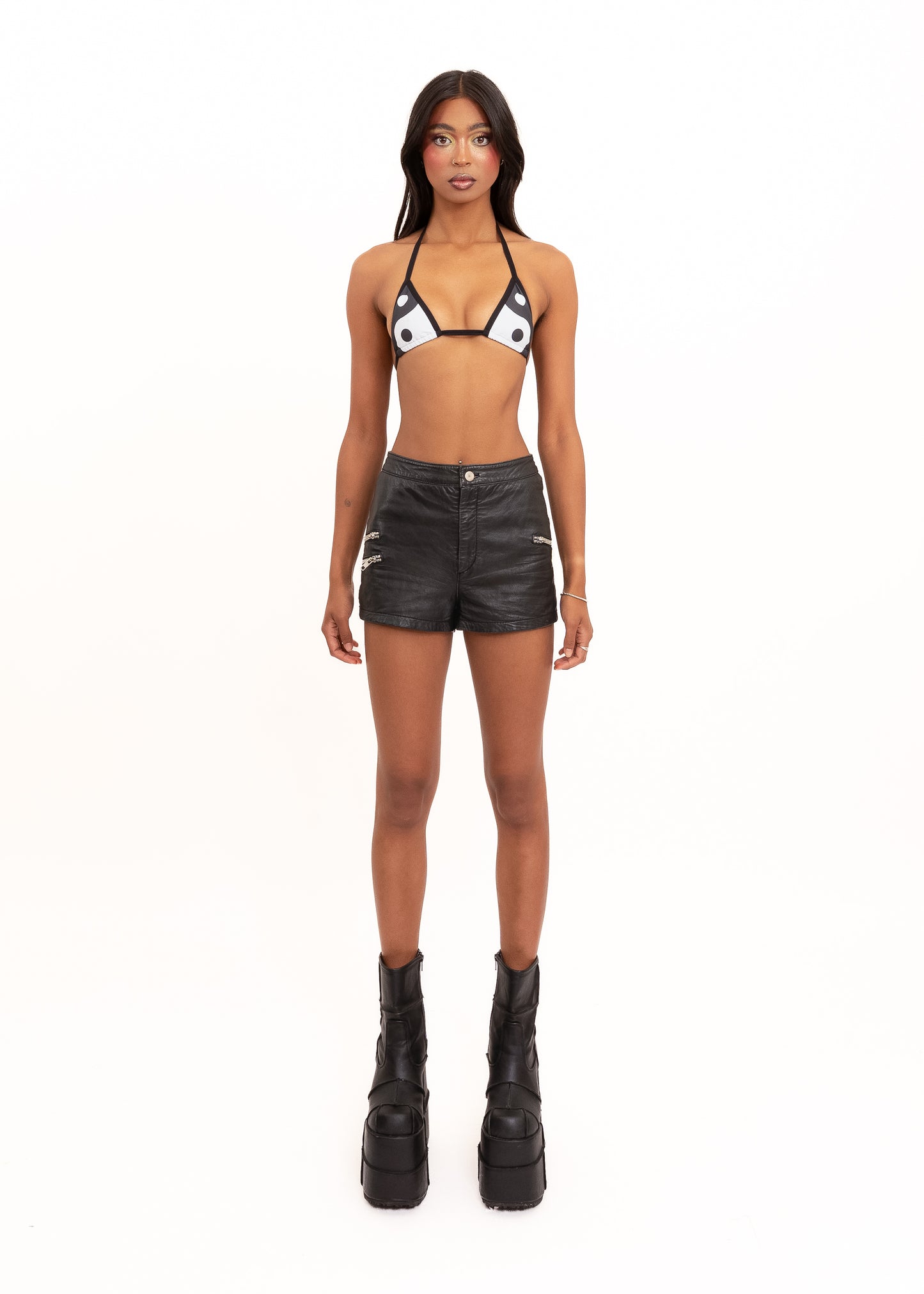 Lambskin leather micro shorts