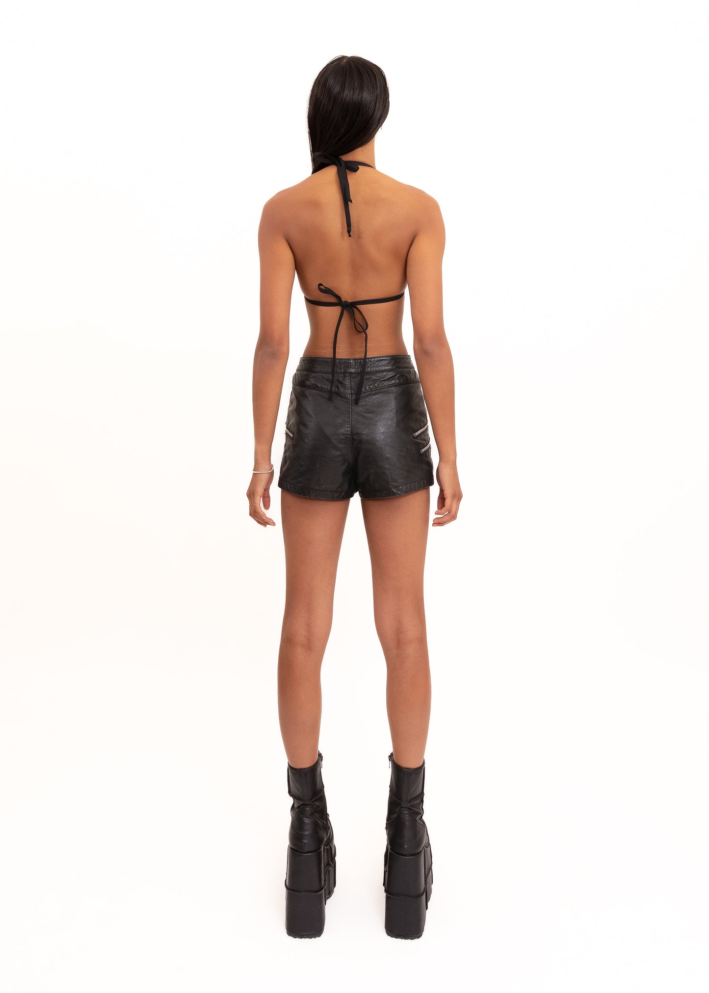 Lambskin leather micro shorts