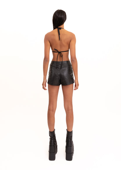 Lambskin leather micro shorts