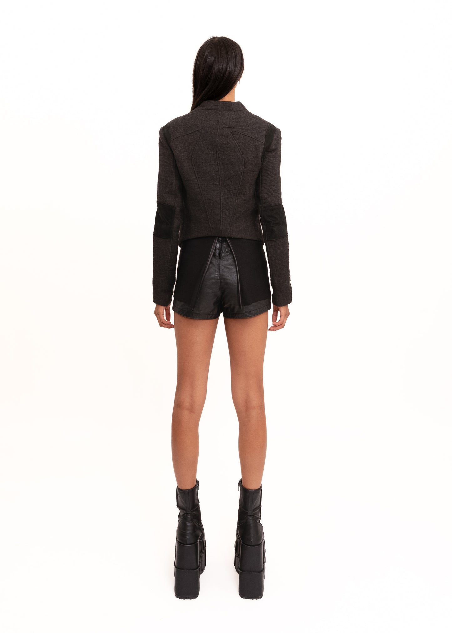 Asymmetric wool moto jacket