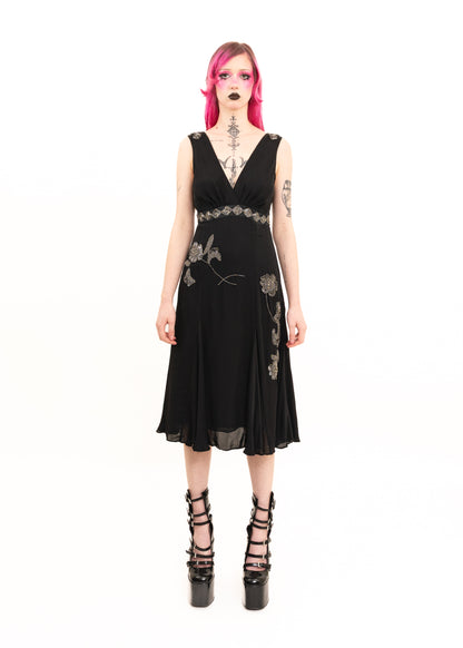 Beaded silk evening dress