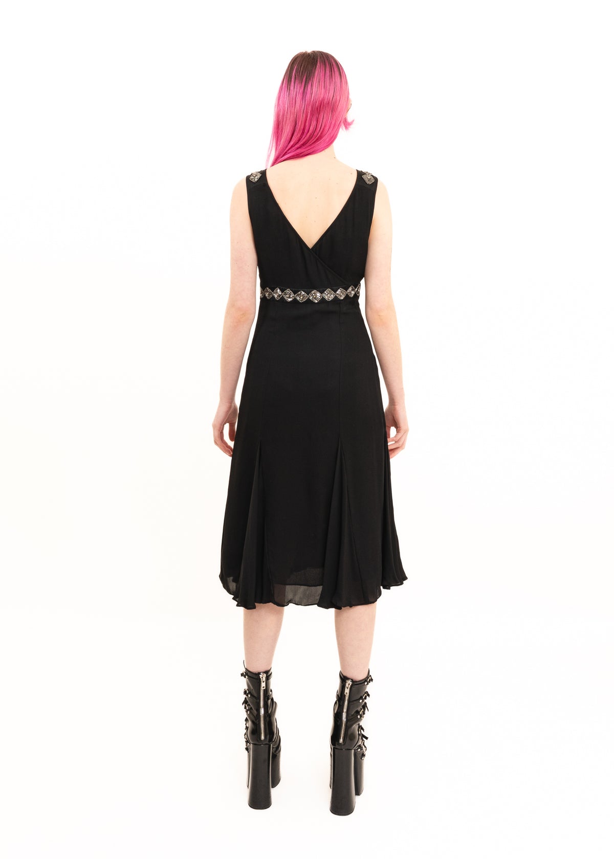 Beaded silk evening dress