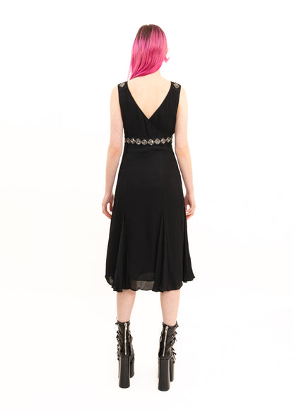 Beaded silk evening dress