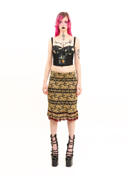 S/S2004 polkadot floral panelled corset