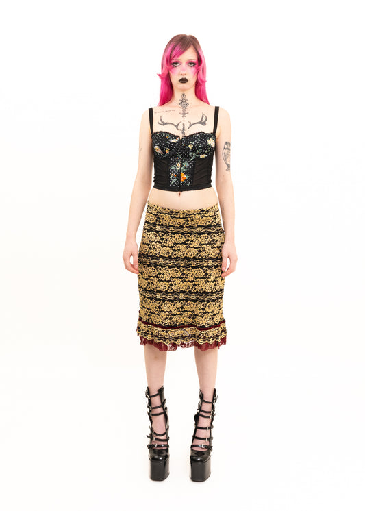 S/S2004 polkadot floral panelled corset