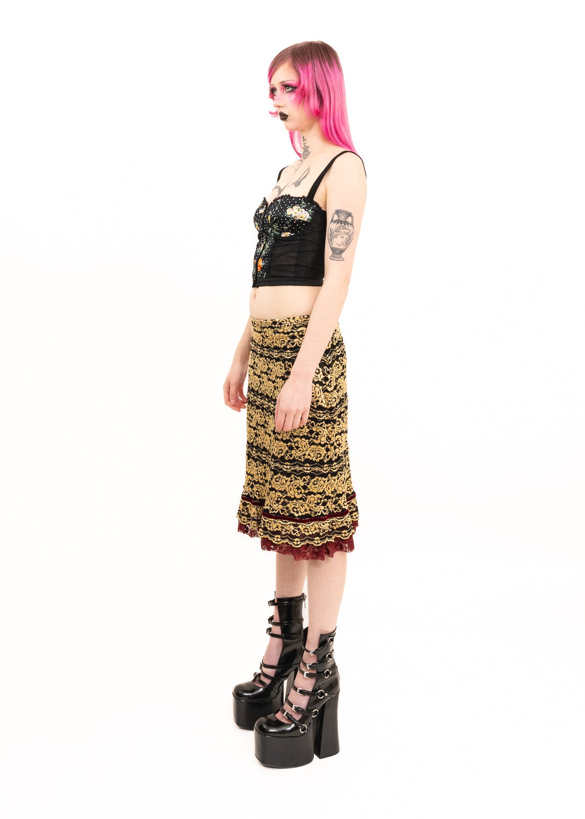 S/S2004 polkadot floral panelled corset