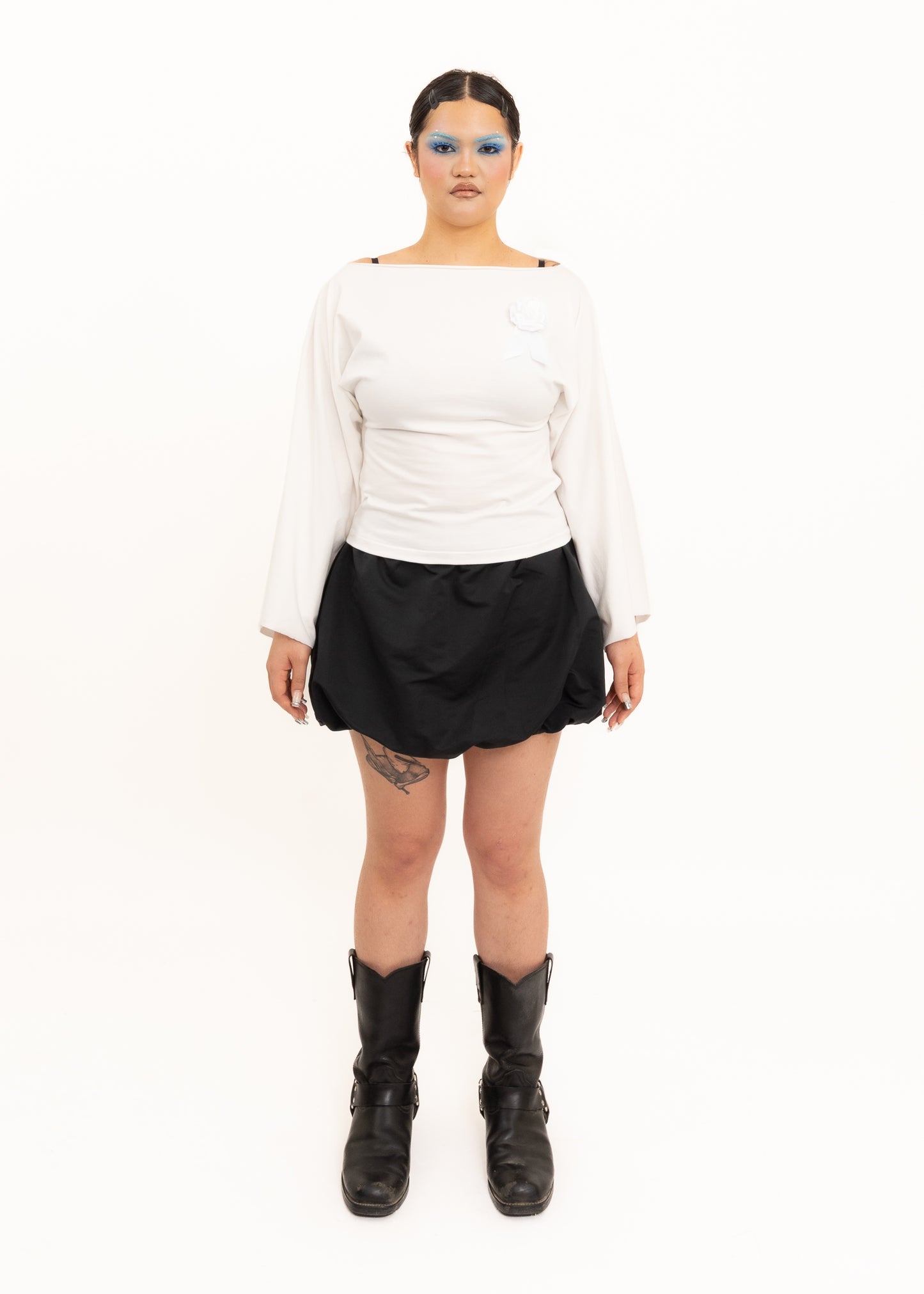 Rosette Long Sleeve Top- White
