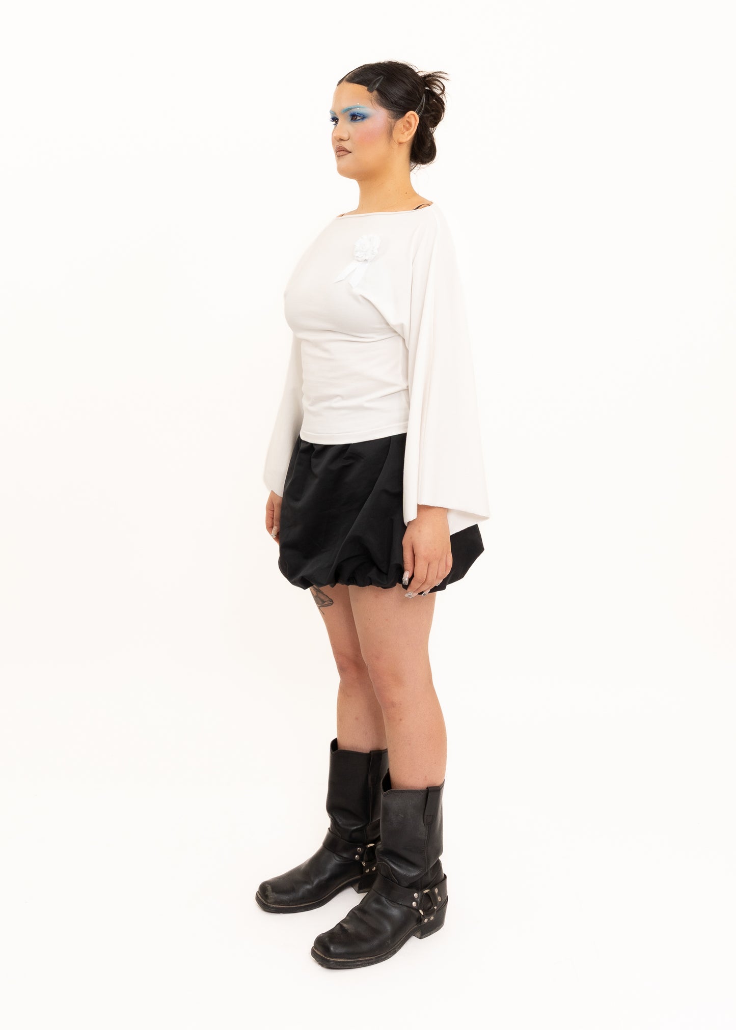 Rosette Long Sleeve Top- White