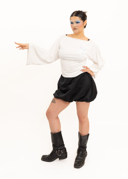 Rosette Long Sleeve Top- White