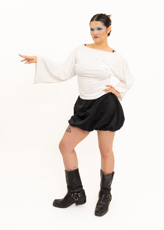 Rosette Long Sleeve Top- White