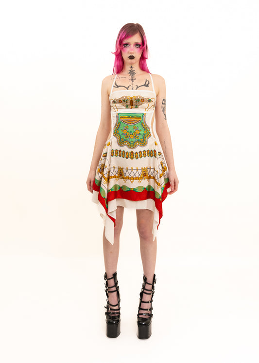Odyssey Silk Scarf Dress- white jewellery