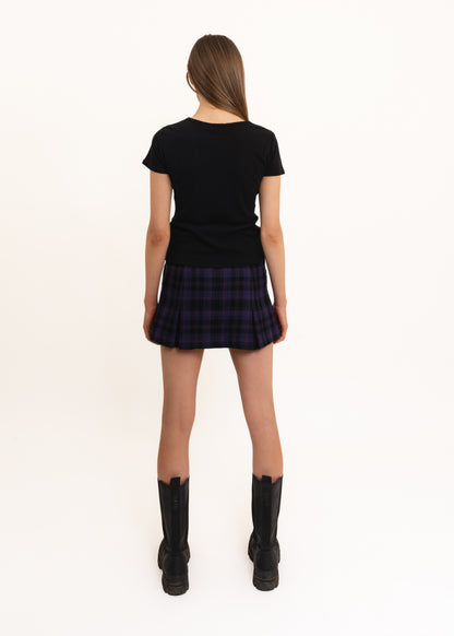 Tartan pleated wool mini skirt