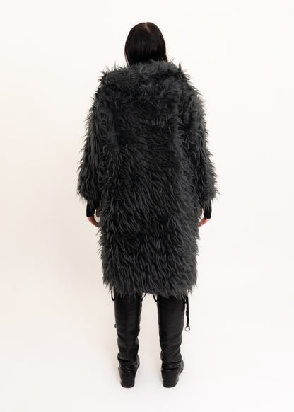 Hooded faux fur coat