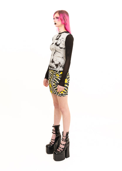 Lilith/ Sacred Heart screen printed mesh top