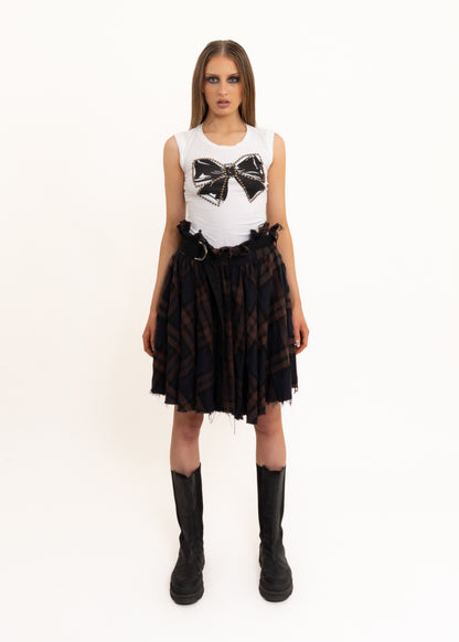Studded bow graphic tank top