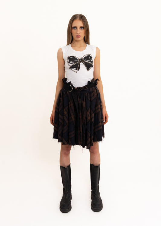 Studded bow graphic tank top