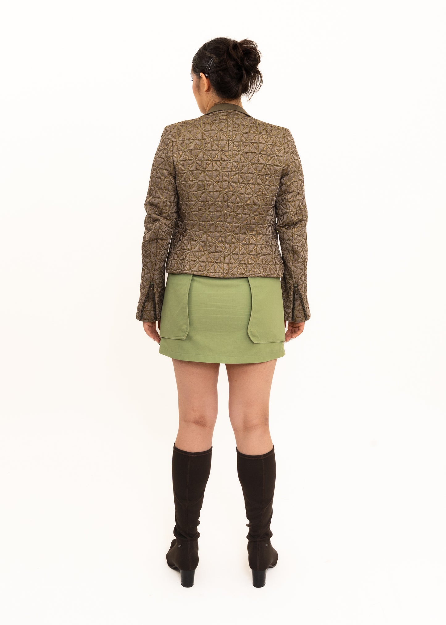 Metallic jacquard biker jacket