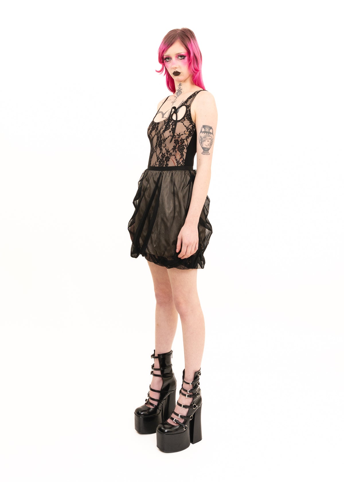 Draped tulle bubble skirt