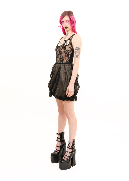 Draped tulle bubble skirt