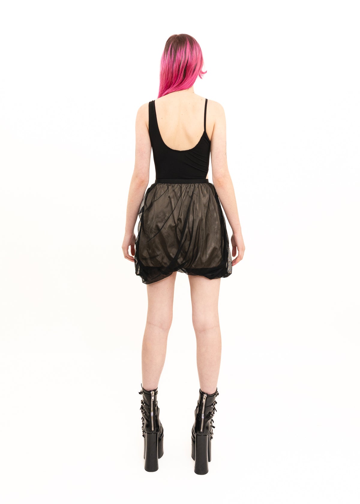 Draped tulle bubble skirt
