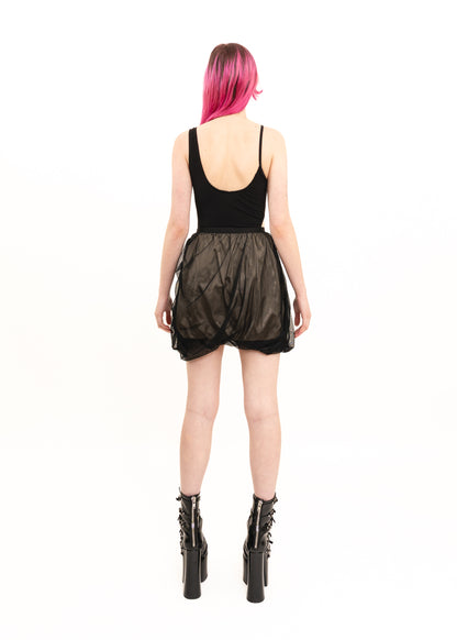 Draped tulle bubble skirt