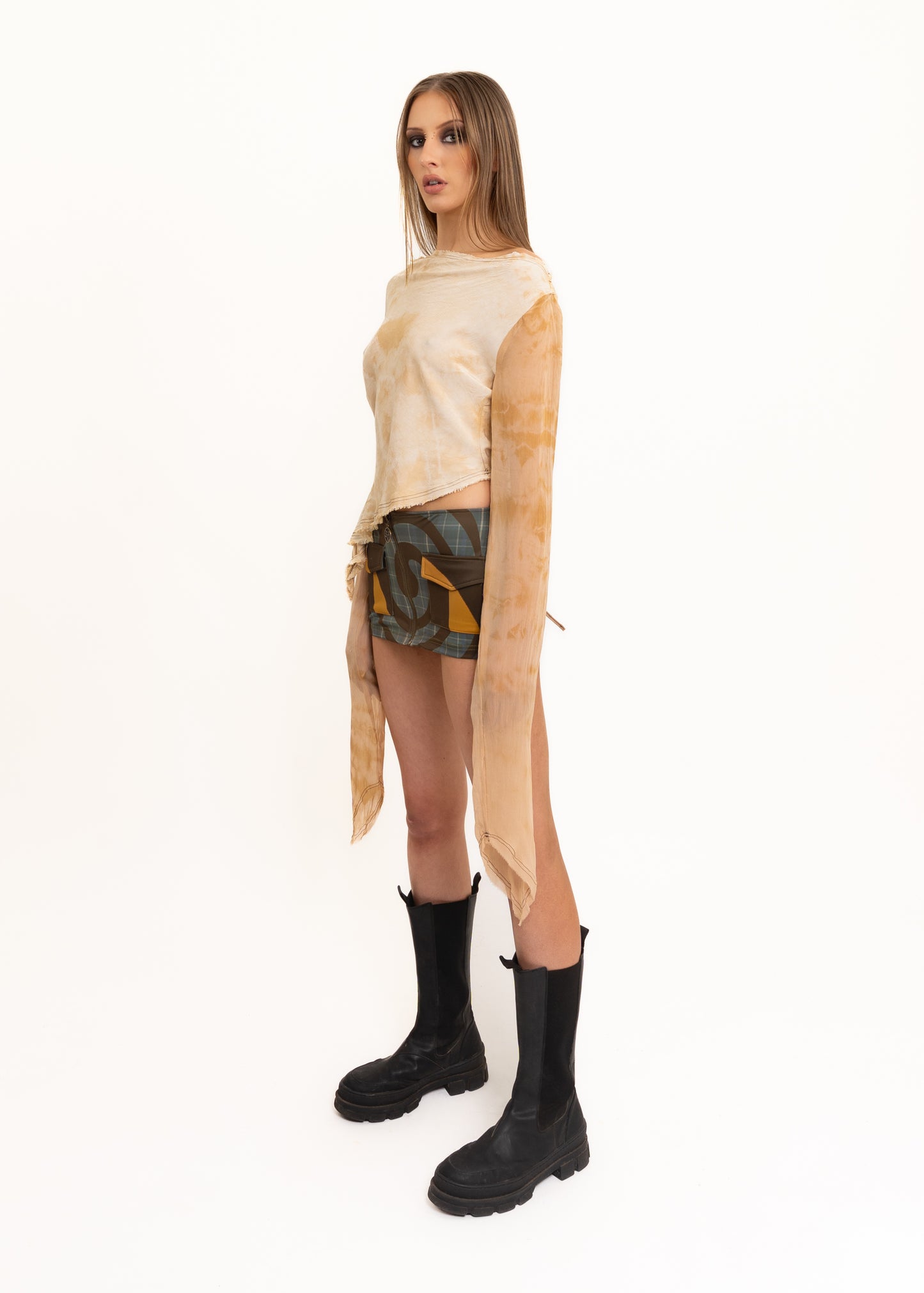 Silk asymmetric drape top