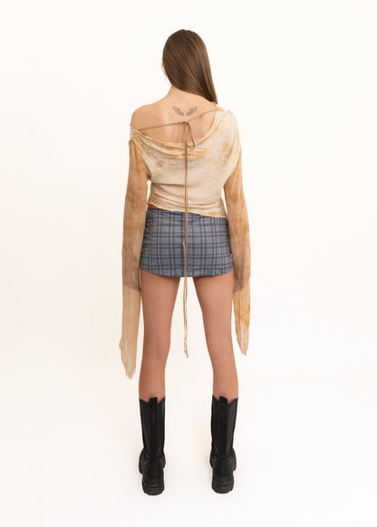 Silk asymmetric drape top