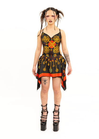 Odyssey Silk Scarf Dress- black/ gold key