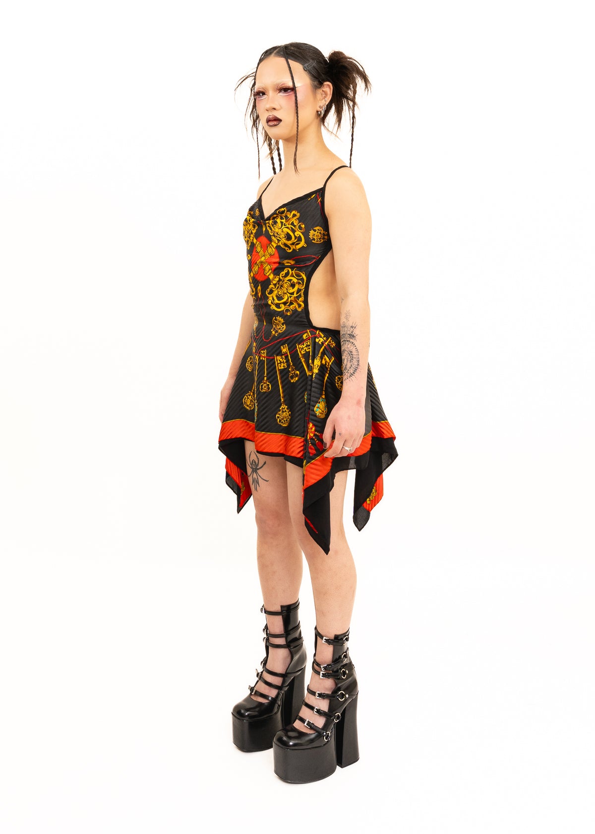 Odyssey Silk Scarf Dress- black/ gold key