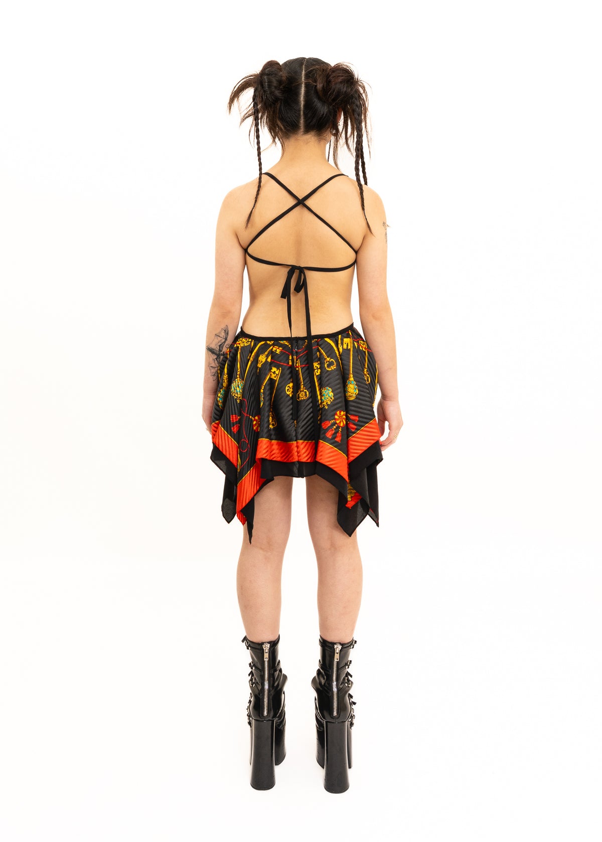 Odyssey Silk Scarf Dress- black/ gold key