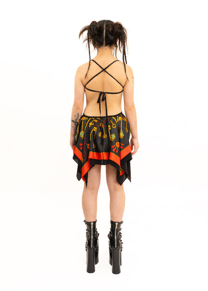 Odyssey Silk Scarf Dress- black/ gold key