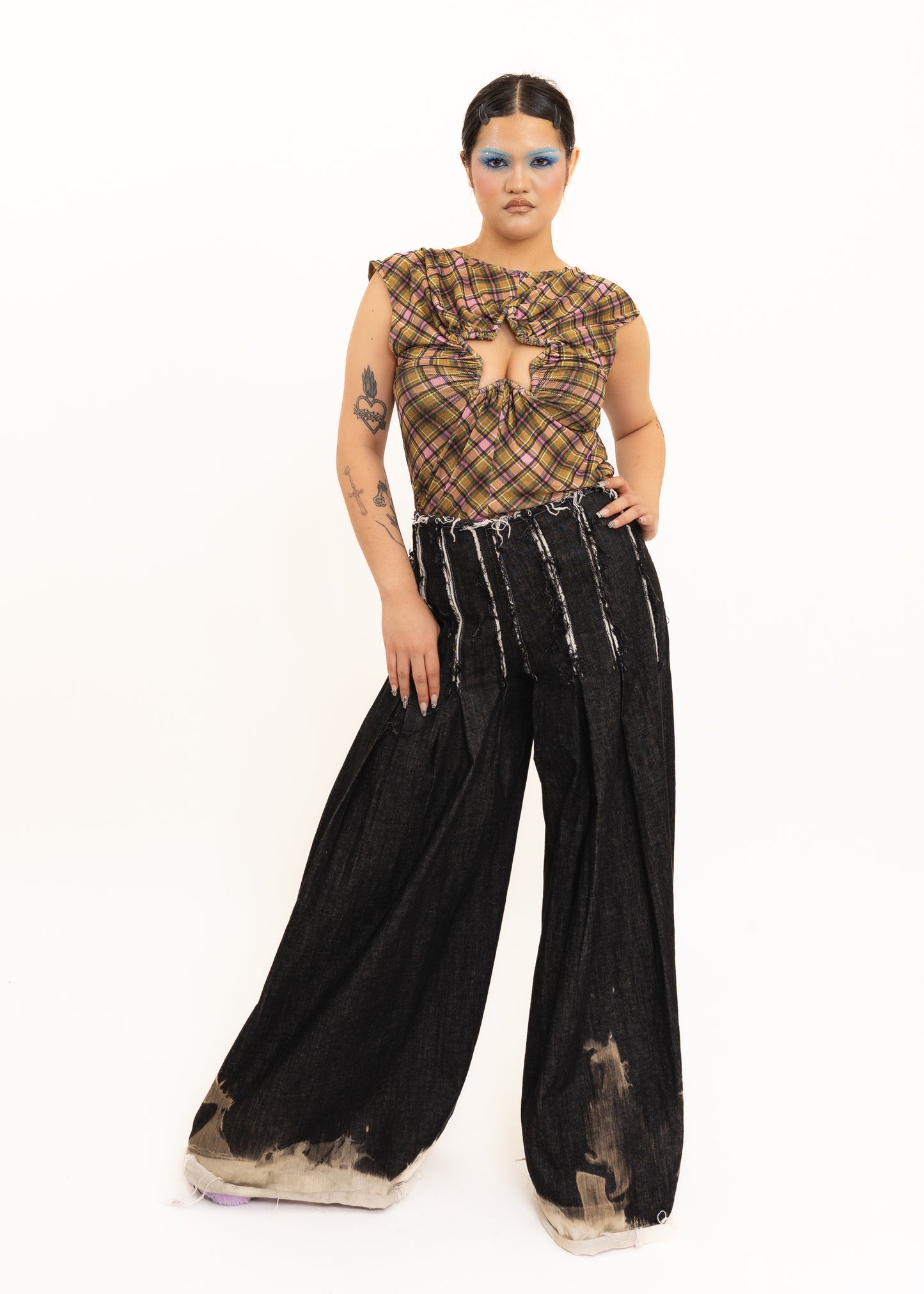 Tartan star cut out top